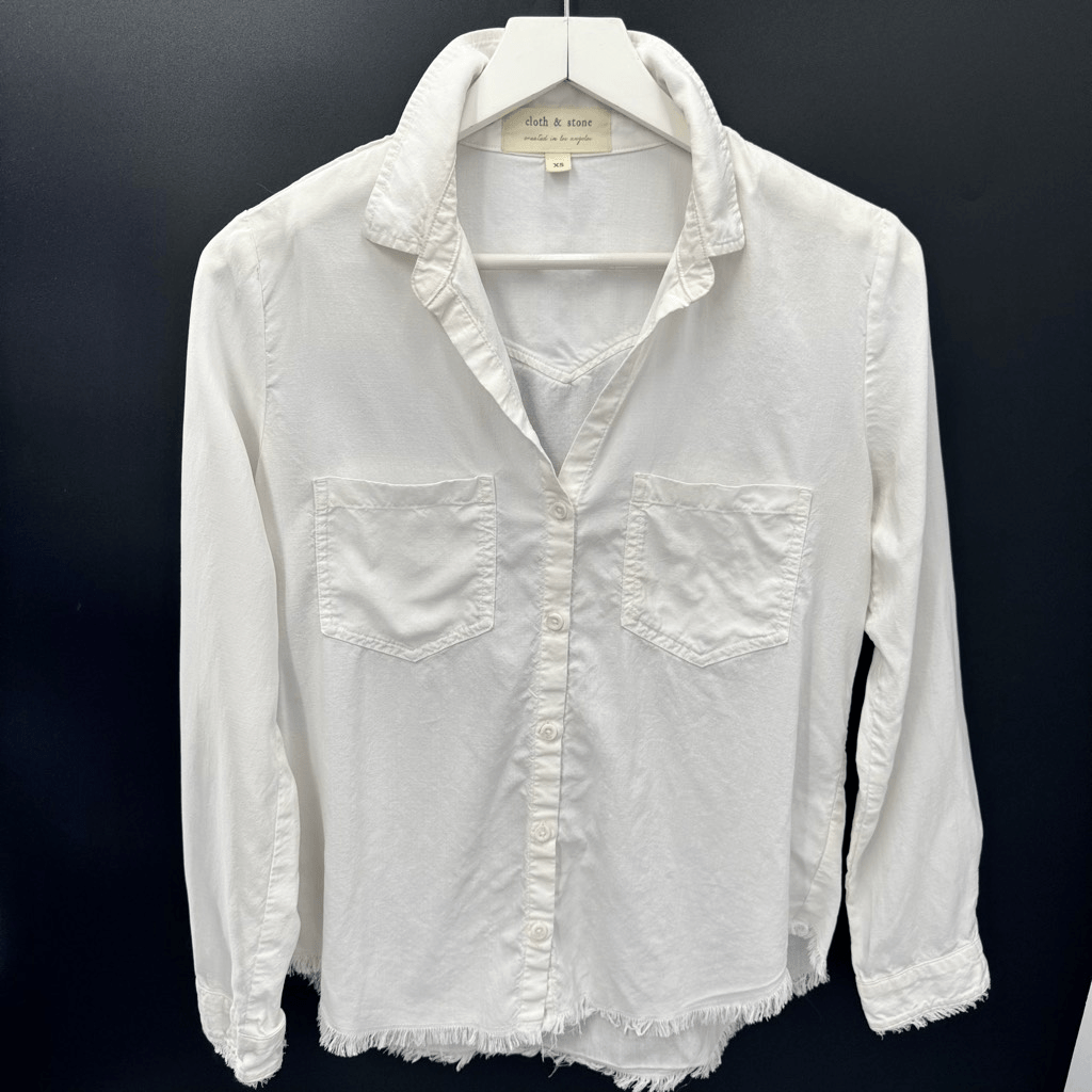 CLOTH & STONE solid white shirt top long sleeve sz xs womens CLOTH & STONE solid white shirt top long sleeve sz xs womens