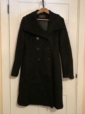Tahari 100% Wool Ladies Pea Coat Black Size 12, Mid-length, Euc