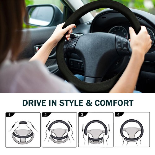 Car Steering Wheel Cover Heated Universal Motor Trend Tangle Free Design Warming - Foto 9 di 19