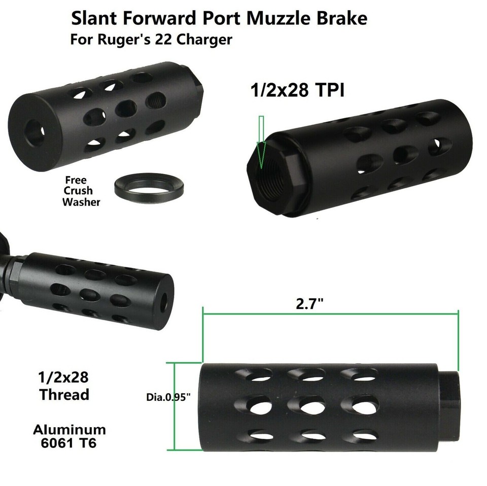 Aluminum Black Low Concussion Muzzle Brake Compensator 1/2X28 TPI For ...