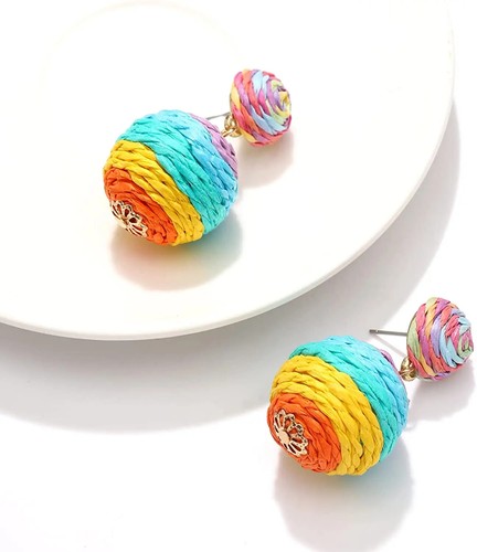 Pendientes de bola tejidos retro Lafite Pendientes personalizados Versátiles Pendientes de moda - Imagen 17 de 19