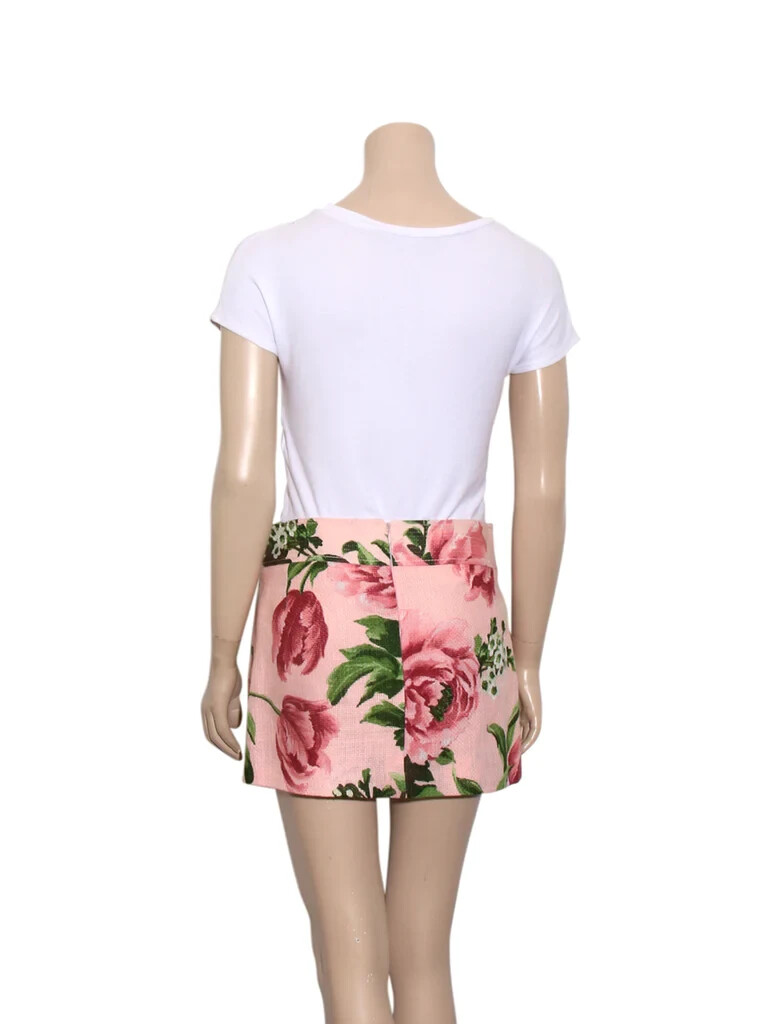 ミニスカート DOLCE GABBANA Women Mini Skirts F4C2BTHUMUAF0473 PINK DOLCE & GABBANA Linen Floral Mini Skirt (SIZE 40) | eBay