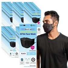 50pcs Happy Life , Good Day kf94 Black face mask Adult Size Made In Korea