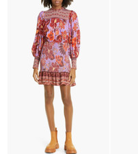 NWT $245 FARM Rio Sweet Floral Long Sleeve Minidress, SWEET FLORAL LILAC!