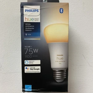 Philips Hue Ambiance blanche A19 Ampoule intelligente à lumière moyenne 1100 Lumens Bluetooth