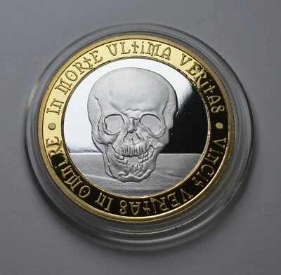 MEMENTO MORI Silver & 24ct Gold REMINDER COIN. Owl/Death Stoic/Reflection
