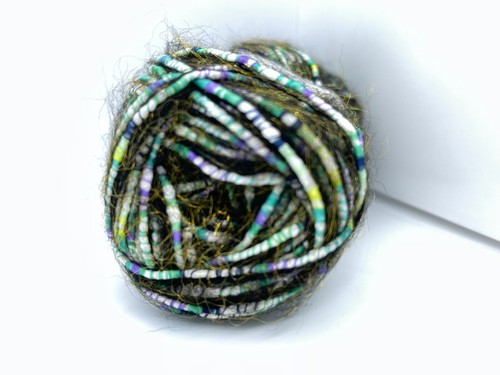 Custom Blend Green Purple White Multistrand w Hint of Fuzzy Gold Ice Yarns 71289 - Picture 7 of 8