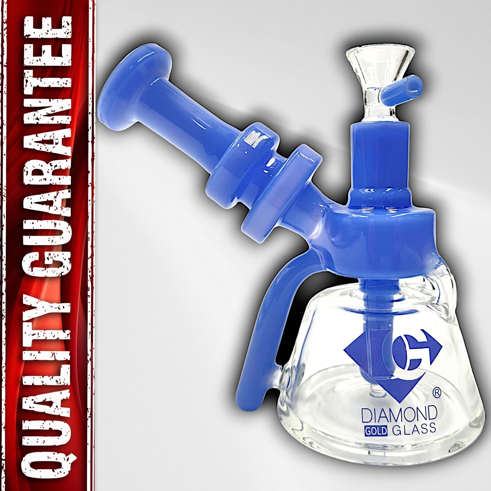 6" Diamond Glass BLUE Bubbler Bong RECYCLER Smoking Water Pipe Hookah