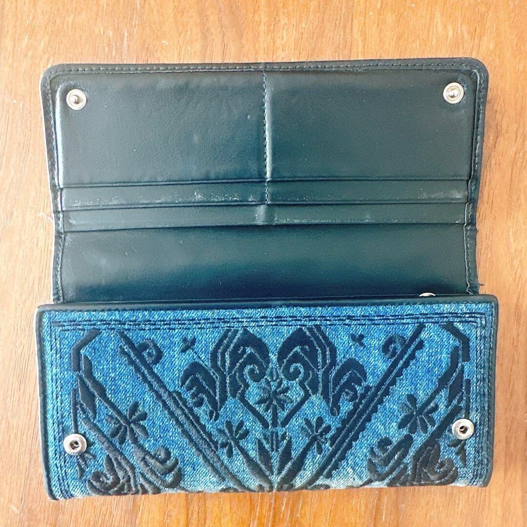 小物 Miu Miu Embroidered Denim Wallet MIU MIU denim embroidered long wallet with box shipped from Japan