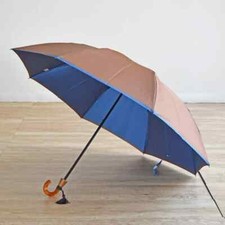 New Rare Masterpiece of Japan Folding Umbrella 55cm 2-Fold Brown Blue