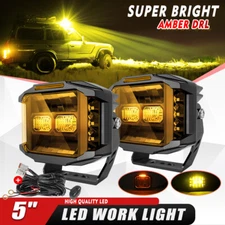 Colight 2pcs 5" 280W LED Work Light Spot Beam Pods Side Shooter Amber DRL