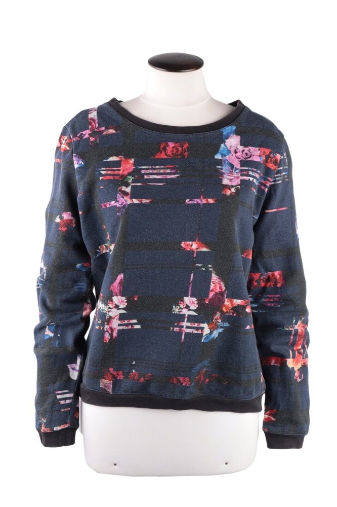 MSGM Milano Navy Printed Floral Cotton Sweatshirt Jumper Womens Size M