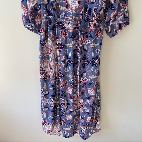 NWT Old Navy Boho Floral Midi Peasant Dress 3/4 Length Sleeve Blue Pink Size 4X - Picture 5 of 11
