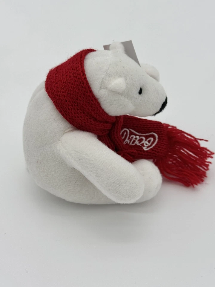 Coca Cola Polar Bear Plush Mini 4" Coke Logo Red Scarf Collectible Tag on 2020 - Image 4 of 4
