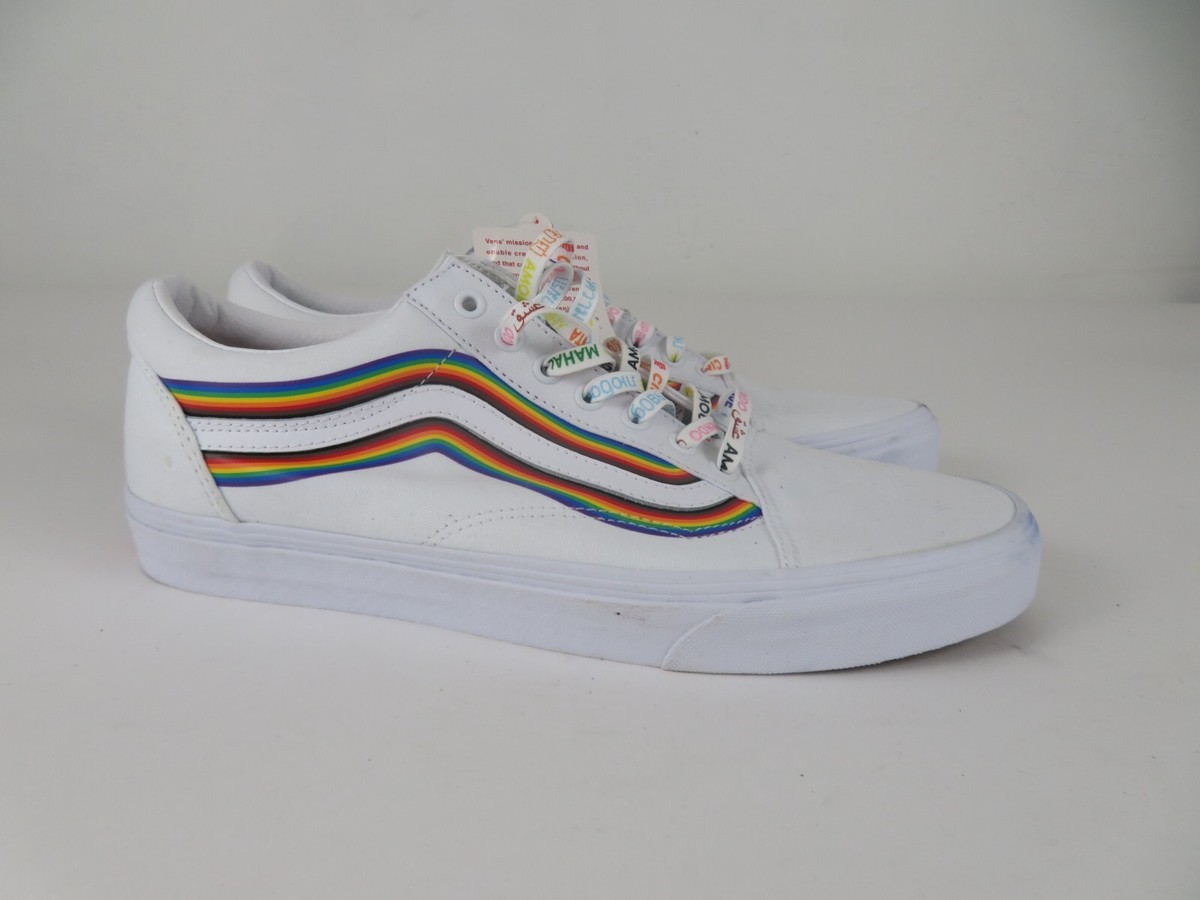 Vans White with Rainbow Old Skool Pride Limited Edition Men\'s 9.5 Women\'s 11 Rainbow Shoes Pride Vans Journeys Vans UA OLD SKOOL Trainers  main image 4