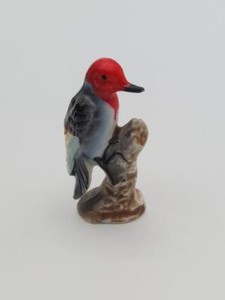 Vtg 2 inch Red-headed Woodpecker On Branch Mini Figurine Bone China Japan