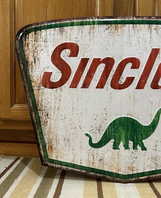 Sinclair Dino Gasoline Metal Sign Garage Vintage Style Wall Decor
