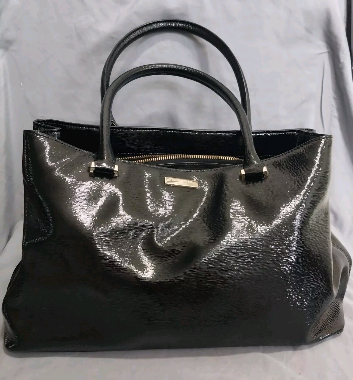 KATE SPADE Bixby Place Elena Satchel Black Patent Saffiano Leather Perfect Cond