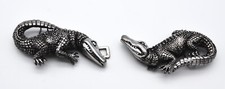 VTG Doreen Ryan Double Alligator Belt Buckle Antique Silver 7.5 In Signed DR 94