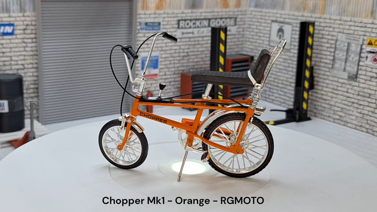 Raleigh Chopper Bicycle Orange MK1 1:12 Scale Model inc Rotating