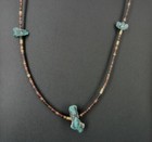 Necklace Turquoise Nuggets Brown Beads Vintage Sterling Silver Clasp 23" Long 