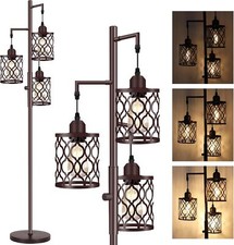 Dimmable Industrial Floor Lamp for Living Room, Rustic Standing Tall Lamps