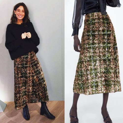 Zara Edición Limitada Verde Multicolor una línea Sequinned Falda Ref.  2488/108 S | eBay
