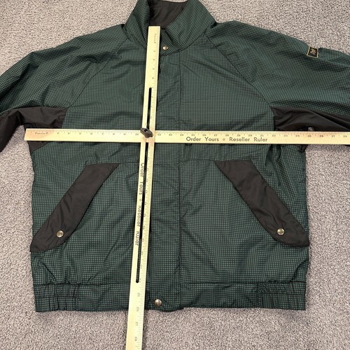 Dryjoys Golf Jacket Mens Medium Green Houndstooth Footjoy Full Zip Windbreaker - Picture 7 of 14