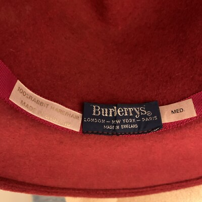 Burberrys Red Fedora With Feathers Med 100% Rabbit Hair  display picture 3