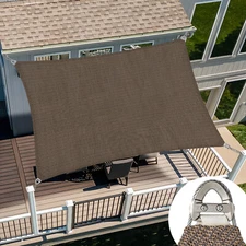 Brown Rectangle Steel Wire Sun Shade Sail Canopy UV Block Shelter Cover Outdoor