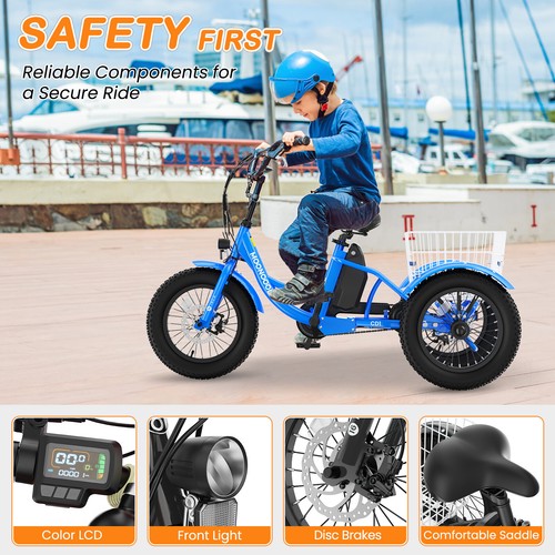 16" Electric Tricycle for Youth Kids 250W 24V Electric Trike Bike Christmas Gift - Picture 14 of 15