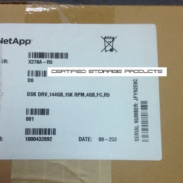 NEW NetApp X278A-R5 144F Hitachi 147GB 15K FC Hard Disk Drive w/Tray In MFG Box - Image 2 of 3