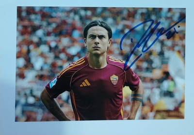 AUTOGRAPH PAULO DYBALA PHOTO STRIKER JERSEY AS ROME N.21 FOOTBALL ARGENTINA JOYA