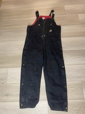 Carhartt R38 BLK Mens Black Cotton Canvas Work Bib Overalls 38x32 Chest Zipper