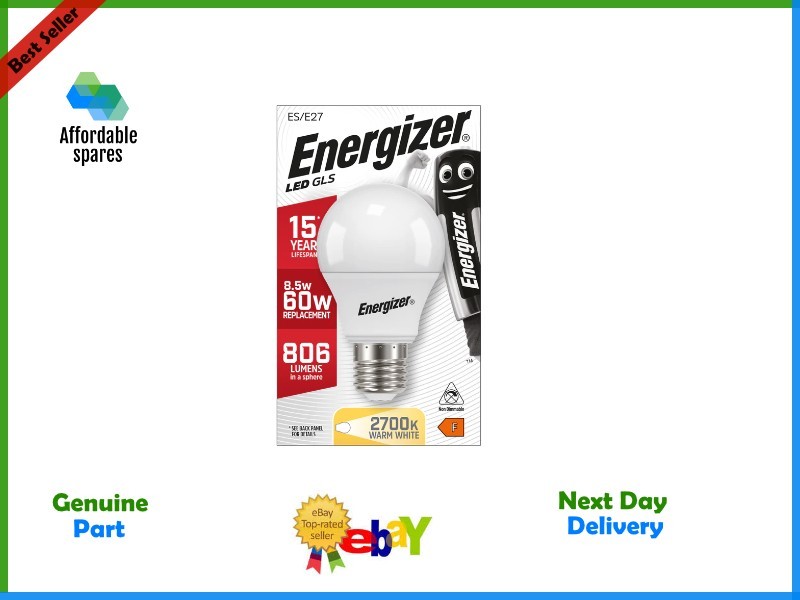 Energizer 8.5W 806lm E27 ES GLS LED Bulb Warm White 2700K S8863 Pack of 7