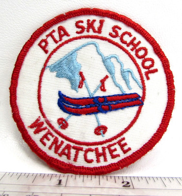 Vintage PTA Ski School Jacket Patch Wenatchee Washington Snow Skiing Skis Poles