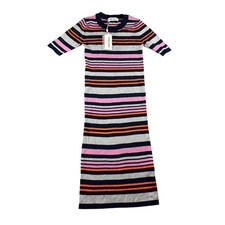 Storm & Marie Nap Dress Women S Multi Total Eclipse Striped Ribbed Knit Midi