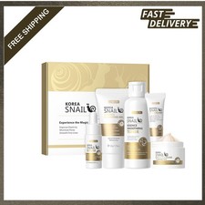 Korean Skincare Set Snail Ginseng with Cleansing Gel Toner Eye Cream Serum