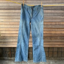 Vintage Levi s USA 1970s Women s W28 L33 37 Orange Tab Curved Seam Bell Flare