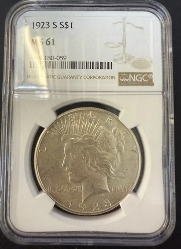 1923-S Peace Silver Dollar NGC MS 61