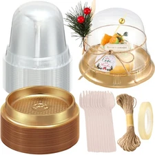 50 Sets Christmas Charcuterie Cups with Lids Clear Plastic Cupcake Container ...