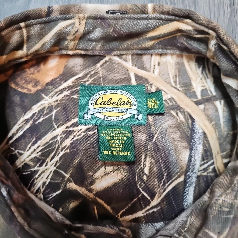 Cabela's Outdoor Hunting 2XL Advantage Max-4 HD Camo Waterfowl Heavy Denim Shirt - Image 3 of 4