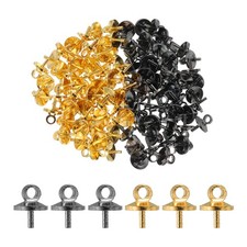5mm Cup Eye Pins, 120 Pcs Screw Eye Pins Pearl Pegs, Gold Tone/Black