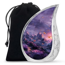 Purple Meadow Large Decorative Urn - Cremation Urns For Burial - 10 Inch