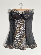 Y2k Rampage Intimates Size Large Leopard Print Mesh Strapless Lingerie Dress