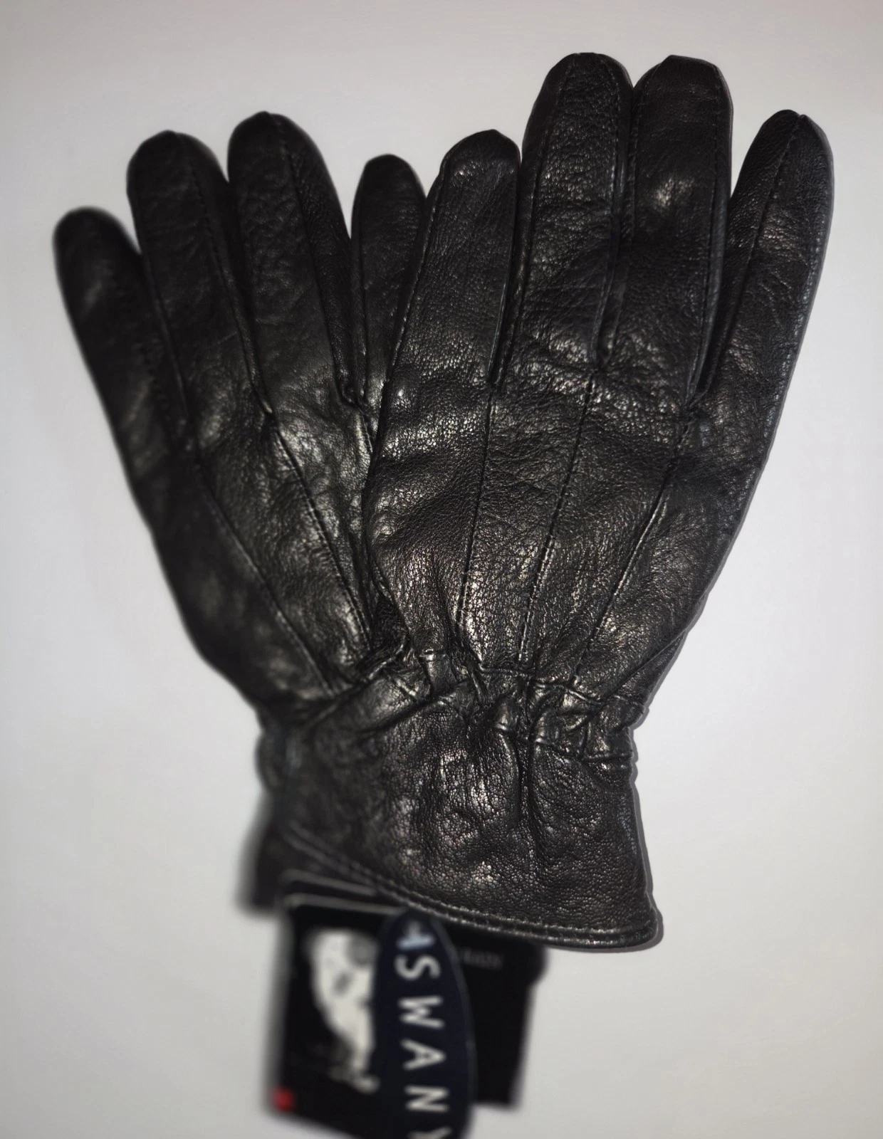 Men's Swany SHEEPSKIN Leather Gloves, Black, Large