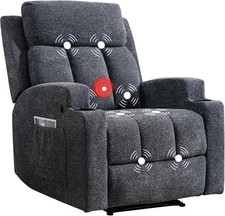 EBELLO Manual Recliner Chair w/ Massage  Heat Soft Fabric Home Theater Seating