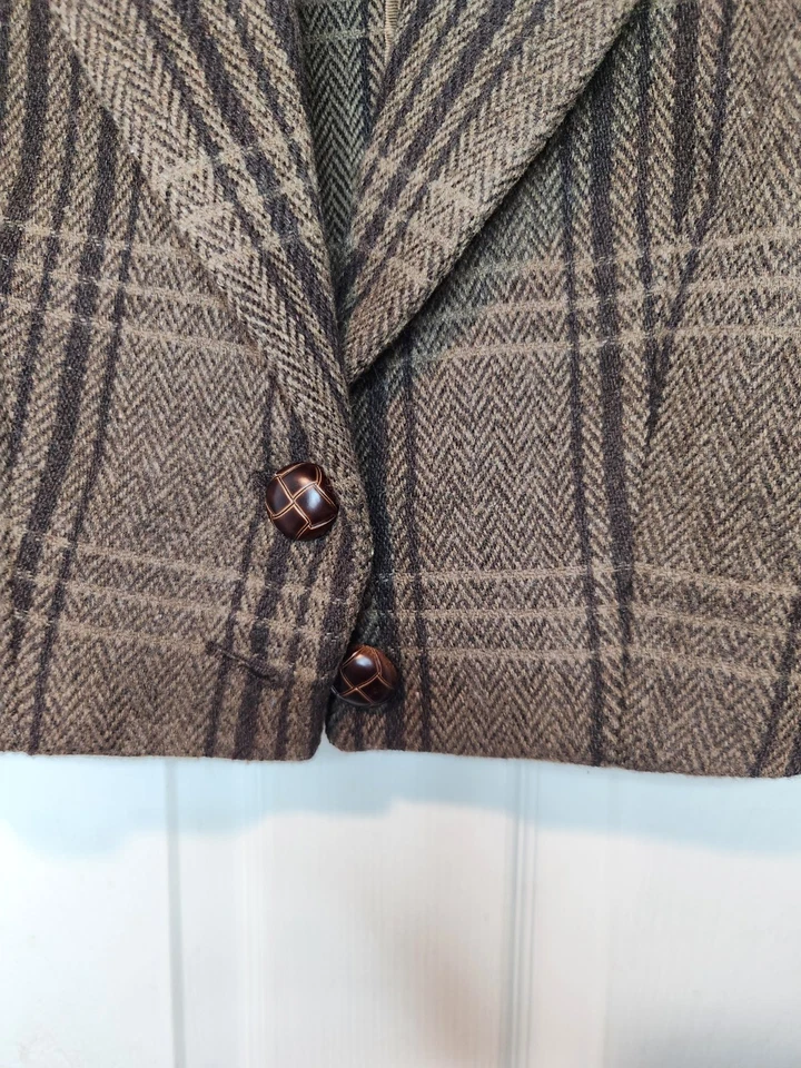 ASTR этикетка клетку укороченный блейзер коричневый чек шерсти вид куртка с Ярлыками S - Изображение 4 из 4