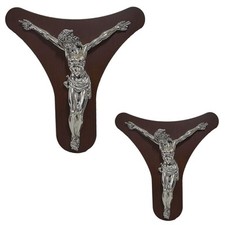 Crocifisso da parete croce di gesu in legno argento 925 quadro da appendere casa