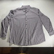 Jos A Bank Travel Tech Button Up Shirt Mens 2XL Tailored Fit Purple Plaid